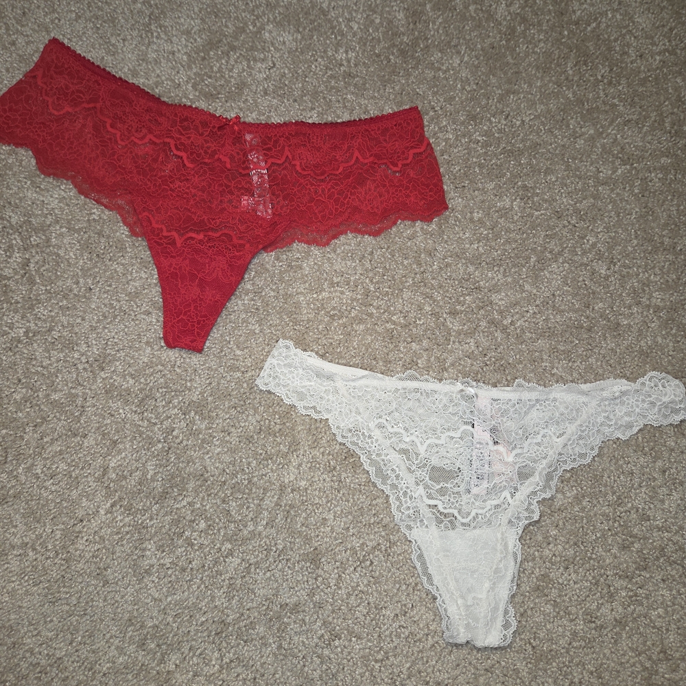 Victoria's Secret Red and White Lace Panties